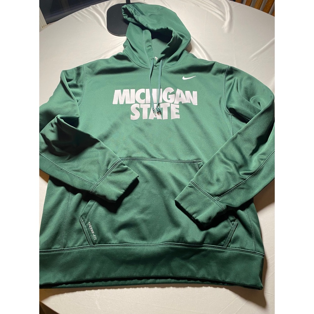 Nike Michigan State Spartans Therma-FIT Hoodie Mens Medium Green Sweatshirt